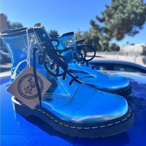 Dr. Martens Glossy Blue Vegan Boots